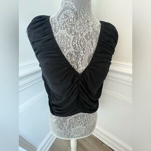 Open Edit Womens Black Ruched Crop Top Size XL new